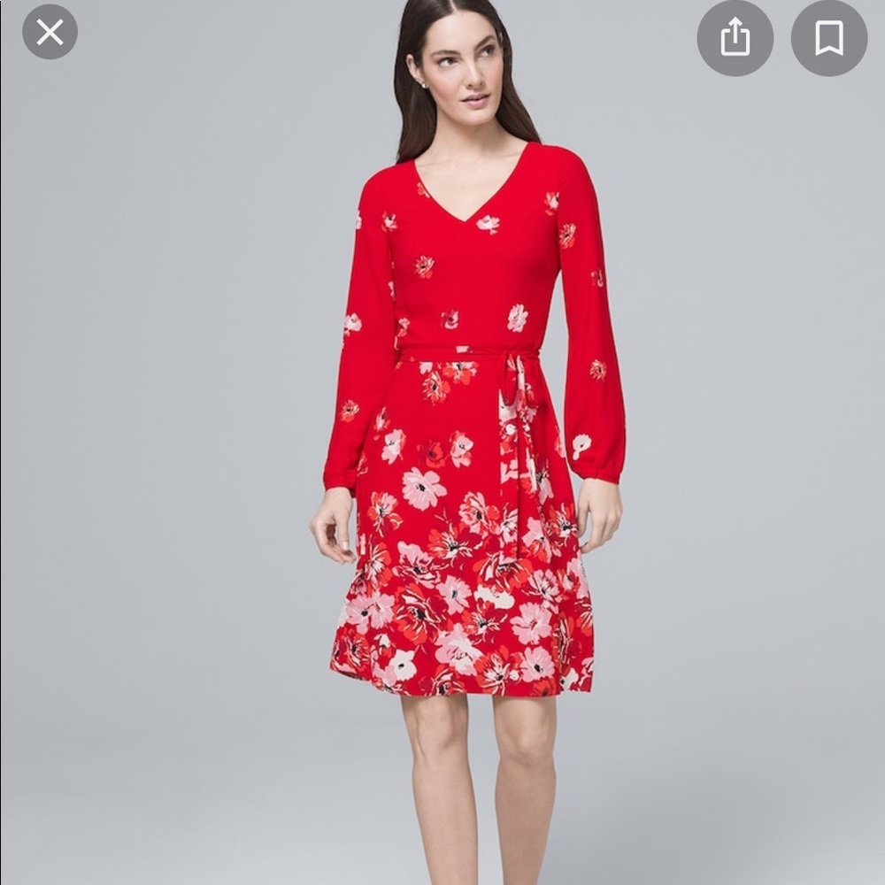 White House Black Market Red Floral Dress